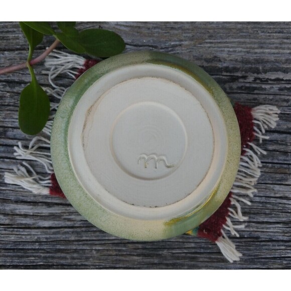 Vintage Green Pottery Bowl // Handcrafted Ceramic Pot - Picture 7 of 10